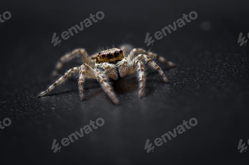 Preview: Close Up Of A Tiny Little Jumping Spider On A Dark Background