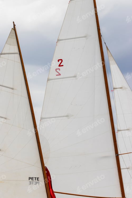 Preview: Closeup Of Boat Sails Filled In The Wind