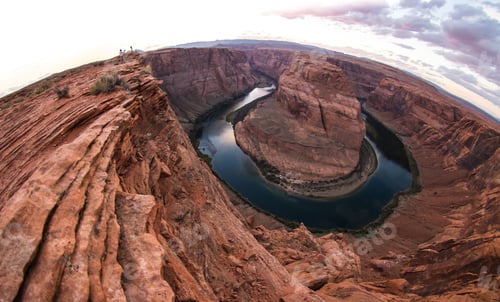 Preview: Wide Angle View Of Horse Shoe Bend In Page Arizona At Sunset