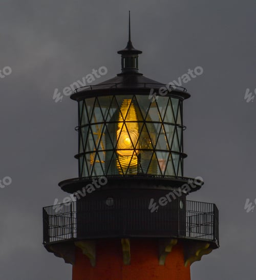 Preview: Close Up Of The Cupola Of The Jupiter, Florida Lighthouse In The Early Twilight