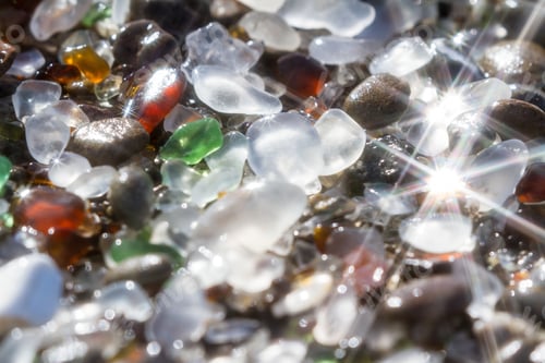 Preview: Close Up Of The Glass Pebbles That Cover This Beach In Fort Bragg Using A On Camera Star Filter For