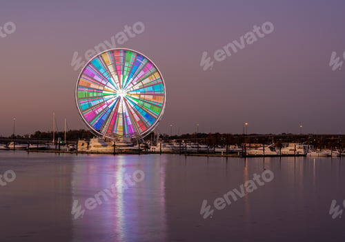 Preview: Illuminated Ferris Wheel At National Harbor Near The Nation Capital Of Washington Dc At Sunset