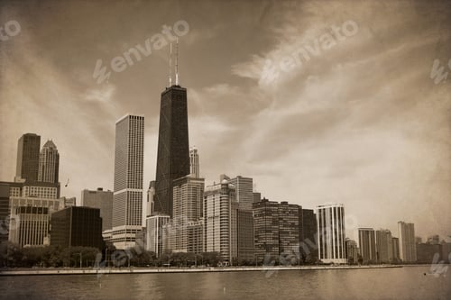 Preview: Vintage Chicago Design (With Dust And Scratches Texture Effect)