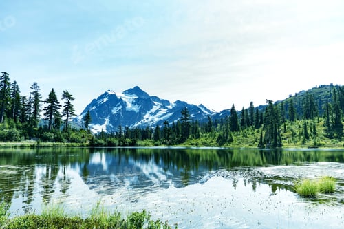 Preview: Amazing Mt Baker Reflection Panorama View At Picture Lake 1. Wa,Usa.
