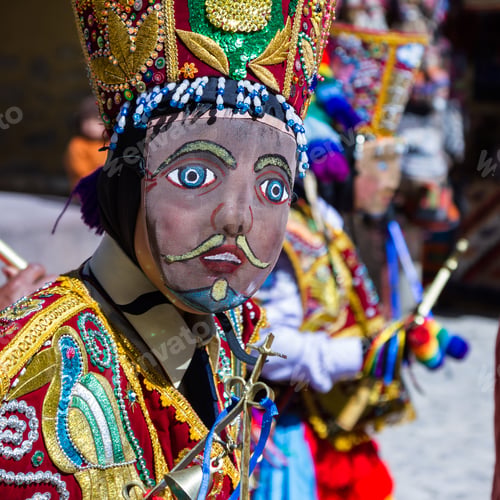 Preview: Ollantaytambo, Peru - May 16 : Religious Celebration For Fiestas De Pentecostes With People Wearing