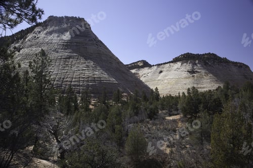 Preview: Landscape Of Rocky Mountain Against The Sky, At Sunrise, From Zion National Park, Utah