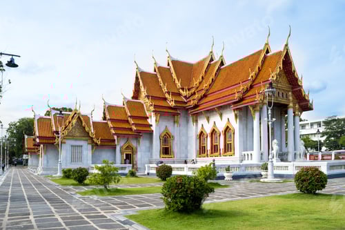 Preview: Wat Benchamabophit, Bangkok - Exterior Of The Temple Also Known As The Marble Temple
