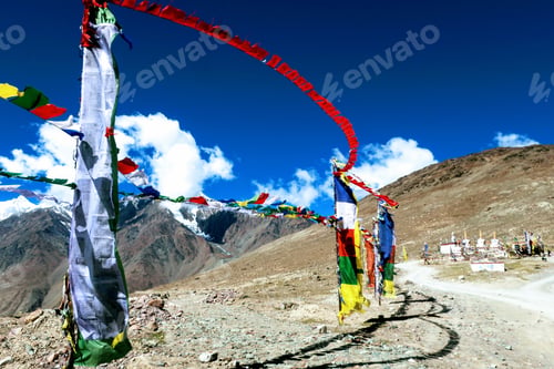 Preview: Hindu Flags Blowing In The Himalayas