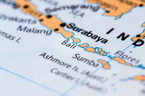 Preview: Close Up Of Bali And Other South Pacific Islands On A World Map