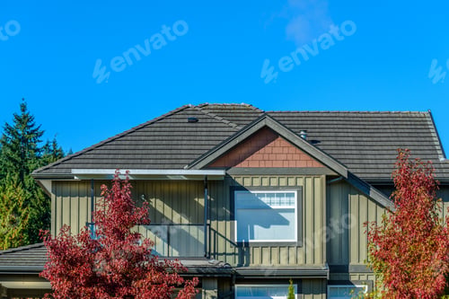 Aperçu: A Perfect Neighborhood. Houses In Suburb At Summer In The North America. Fragment Of A Luxury House