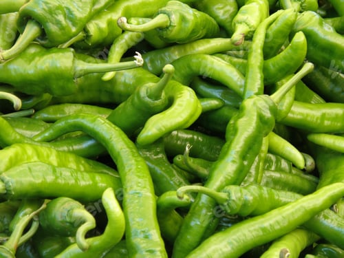Preview: Ripe Green Chili Peppers In A Farm Stand.