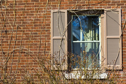Preview: Traditional Window With Wooden Shutters.