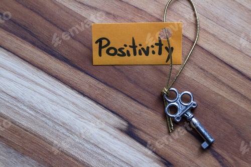 Preview: Concept For A Happy Life Using An Old Decorative Key And A Hand Written Tag Attached By A Golden