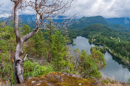 Preview: Aerial View At Mountain Lake With Dramatic Clouds In British Columbia, Canada.