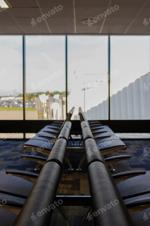 Preview: Empty Seats In The Waiting Area Departure Area In An Airport Terminal