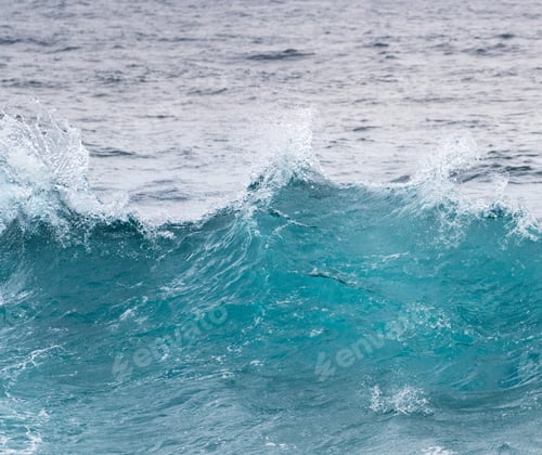 Preview: Cresting Ocean Waves Frozen With High Shutter Speed To Show The Individual Droplets Of Water In The