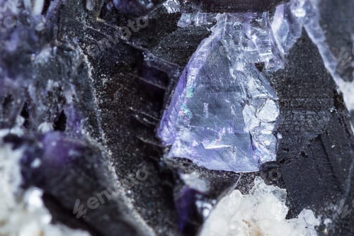 Preview: Close Up Of A Beutiful Piece Of Crystal With Dark Purples And Yellow With Clear Sections