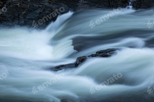 Preview: Long Exposure Shot Of The Waterfalls In Glen Orchy Near Bridge Of Orchy In The Argyll Region Of The