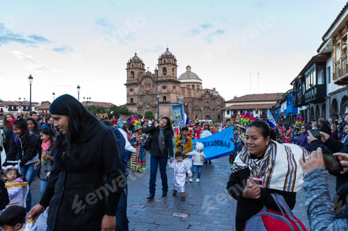 Preview: Cusco, Peru - May 13: Native People Of Cusco Dressed In Colorful Clothing In A Religious