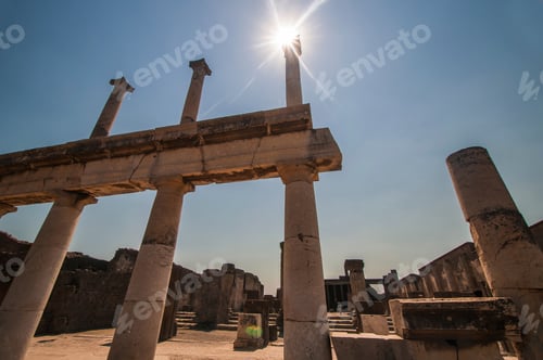 Preview: Landscape Photo Of Pillars Still Standing After The Volcano Eruption In The Ruins Of Pompeii On A