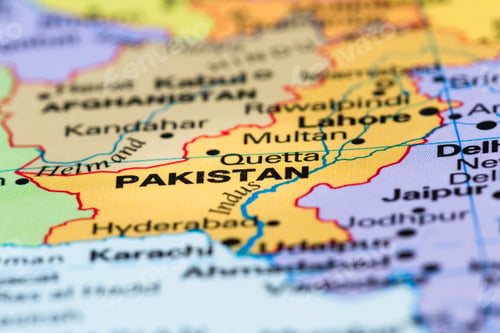 Preview: Close Up Of A World Map With The Country Of Pakistan In Focus