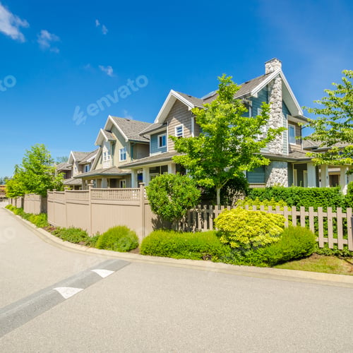 Preview: A Perfect Neighborhood. Houses In Suburb At Spring In The North America