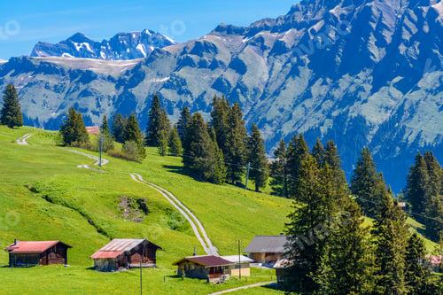 Preview: The Swiss Alps At Murren, Switzerland. Jungfrau Region. The Valley Of Lauterbrunnen From Interlaken.