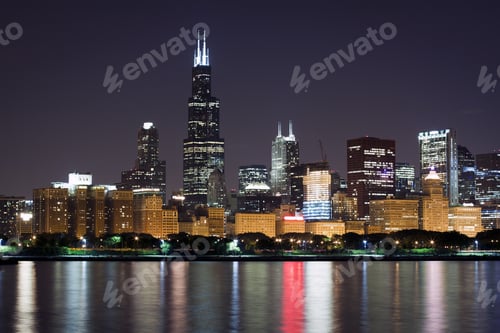 Preview: Night View At Downtown Chicago And Lake Michigan