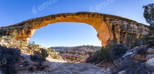 Preview: Woman At The Base Of Owachomo Bridge Showing In Perspective The Size Of The Smaller Bridge In The