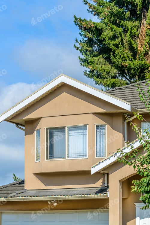 Aperçu: A Perfect Neighborhood. Houses In Suburb At Summer In The North America. Top Of A Luxury House With