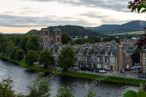 Preview: Scotland - September 07 2019: View Of The City From The Inverness Castle At Sunset, Uk September