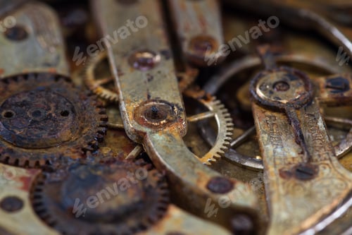 Preview: Close Up Of An Old Pocket Watch With Rusty Gears As A Concept
