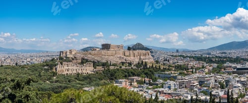 Preview: Acropolis And Lycabettus Hill Framed By Trees From The Summit Of Lycabettus Hill
