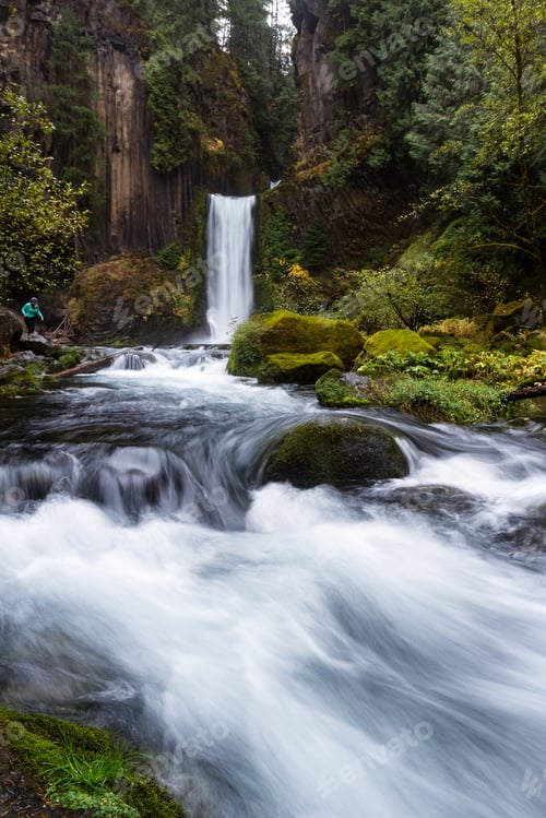 Preview: Carved From Ancient Columnar Basalt The Falls Drop Approximately 120 Feet. Photo Taken On A Cloudy