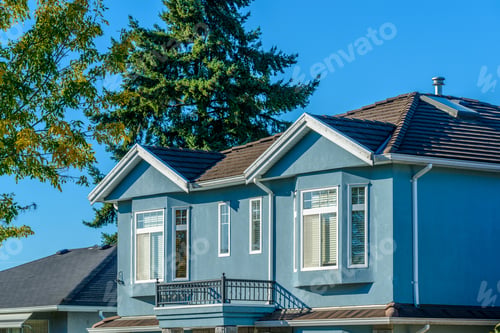 Aperçu: A Perfect Neighborhood. Houses In Suburb At Summer In The North America. Fragment Of A Luxury House