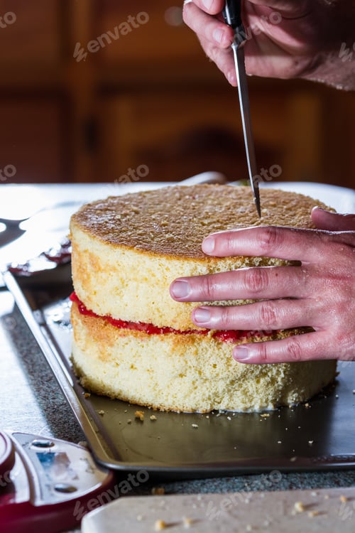 Preview: Adding Another Layer Of Cake On Top A Layer Of Strawberry Puree