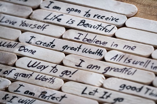 Preview: Close Up Of A Hand Written Message On A Popsicle Stick As A Self Esteem Building Concept