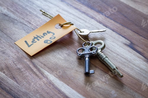 Preview: Concept For A Happy Life Using Old Decorative Keys And A Hand Written Tag Attached By A Golden Cord