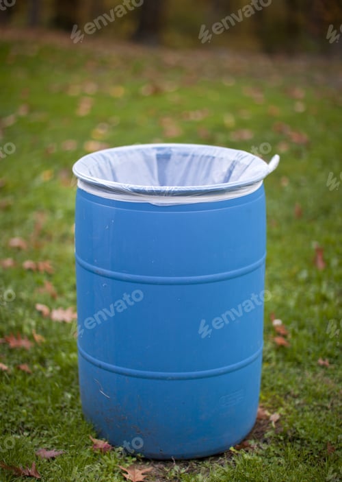 Preview: Garbage Can In Outdoor Park In The Fall