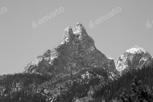 Preview: Mountain Peak With Snow In Black And White