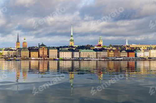 Preview: Panorama Of Gamla Stan In Stockholm, Sweden. The Town Dates Back To 13Th Century. The Brightly