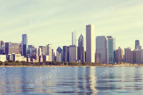 Preview: Chicago Skyline With Blue Clear Sky
