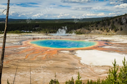 Preview: Beautiful View From A Hillside Of Grand Prismatic Pool In Yellowstone National Park