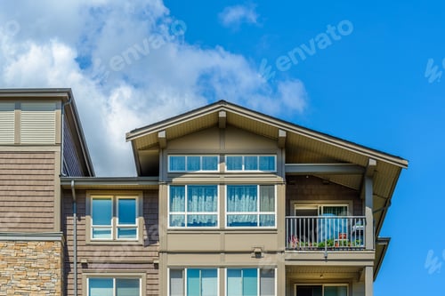 Preview: A Perfect Neighborhood. Houses In Suburb At Summer In The North America. Top Of A Luxury House With