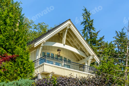 Aperçu: A Perfect Neighborhood. Houses In Suburb At Summer In The North America. Top Of A Luxury House With