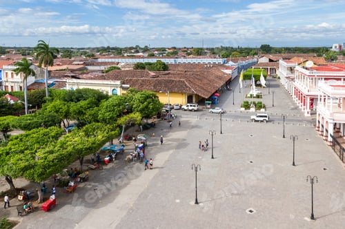 Preview: Granada, Nicaragua - January 20: View Of The Park From The Bell Tower Of The Cathedral. January 20