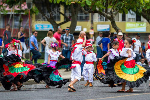 Preview: Tilaran, Costa Rica - September 15 : Young Children Celebrating Independence Day In Costa Rica With