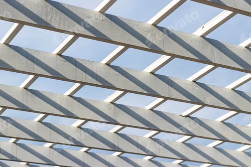 Preview: White Wooden Boards Of A Pergola In A Pattern