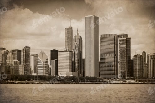 Preview: Vintage Chicago Design (With Dust And Scratches Texture Effect)