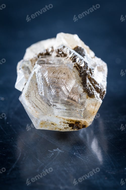 Preview: Close Up Of A Small Quartz Crystal With A And Of Silver Growing Around It
